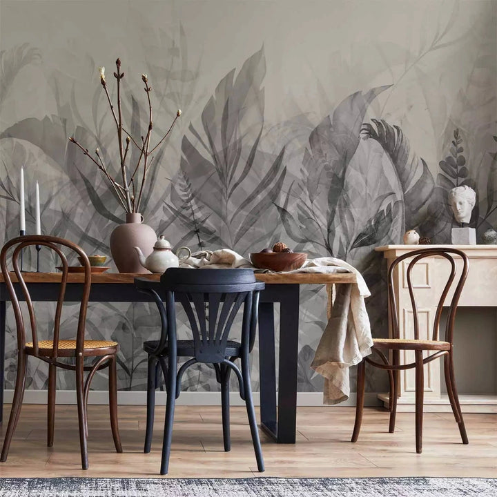 Fototapetes - Džungļu lapas (melnbaltas) - variants guļamistabai G-ART