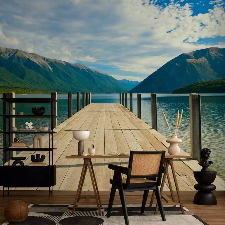 Fototapetes viesistabai ar dabas skatu - kalnu ezers G-ART