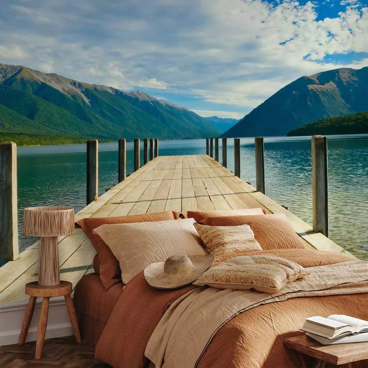 Fototapetes viesistabai ar dabas skatu - kalnu ezers G-ART