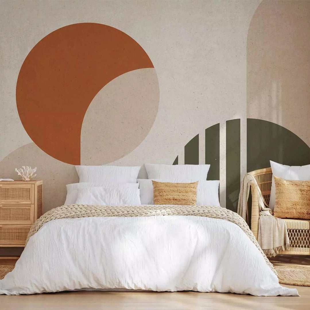 Fototapetes - Formas un krāsas – ģeometriskas formas uz gaiša fona G-ART