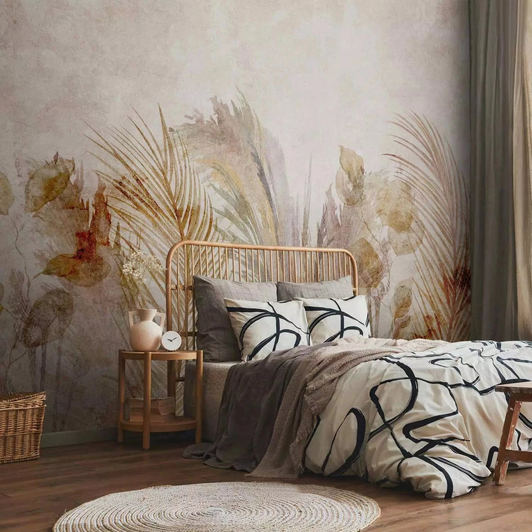 Fototapetes - gleznota pļava uz nevienmērīga fona, bēšos toņos G-ART