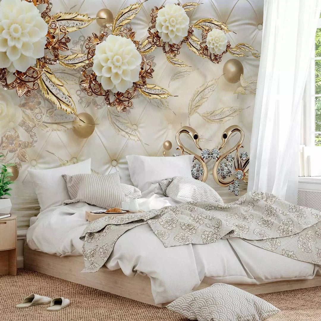 Fototapetes - Greznums - abstrakcija ar zelta ornamentiem G-ART