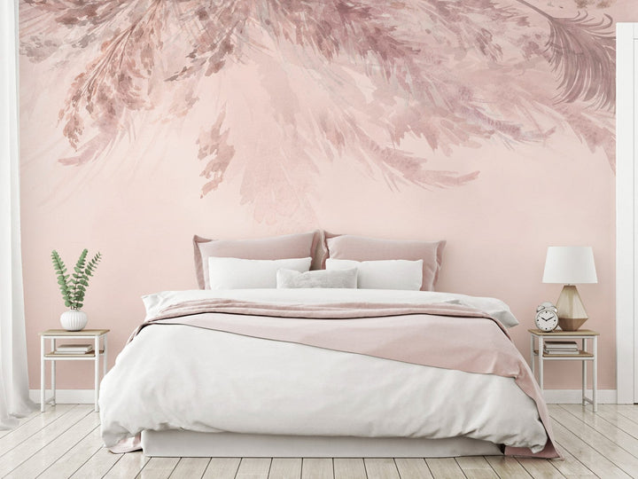 Fototapetes guļamistabai ar dabisku rakstu rozā krāsā - 143841 G-ART