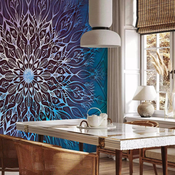 Fototapetes - Hindu zen motīvs - mandalas raksts violetos, zilos toņos G-ART
