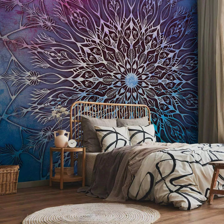 Fototapetes - Hindu zen motīvs - mandalas raksts violetos, zilos toņos G-ART