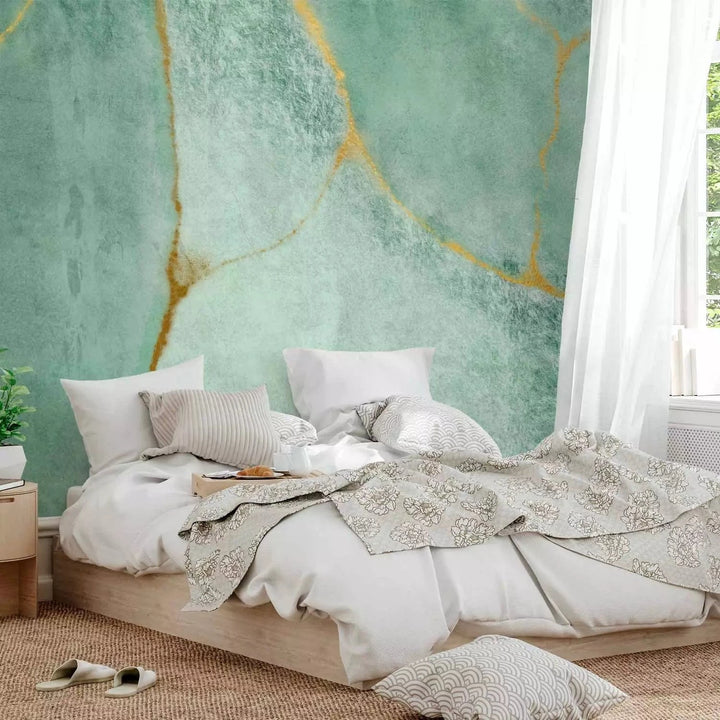 Fototapetes - Izsmalcināts malahīts – fons ar tirkīza abstraktu rakstu G-ART