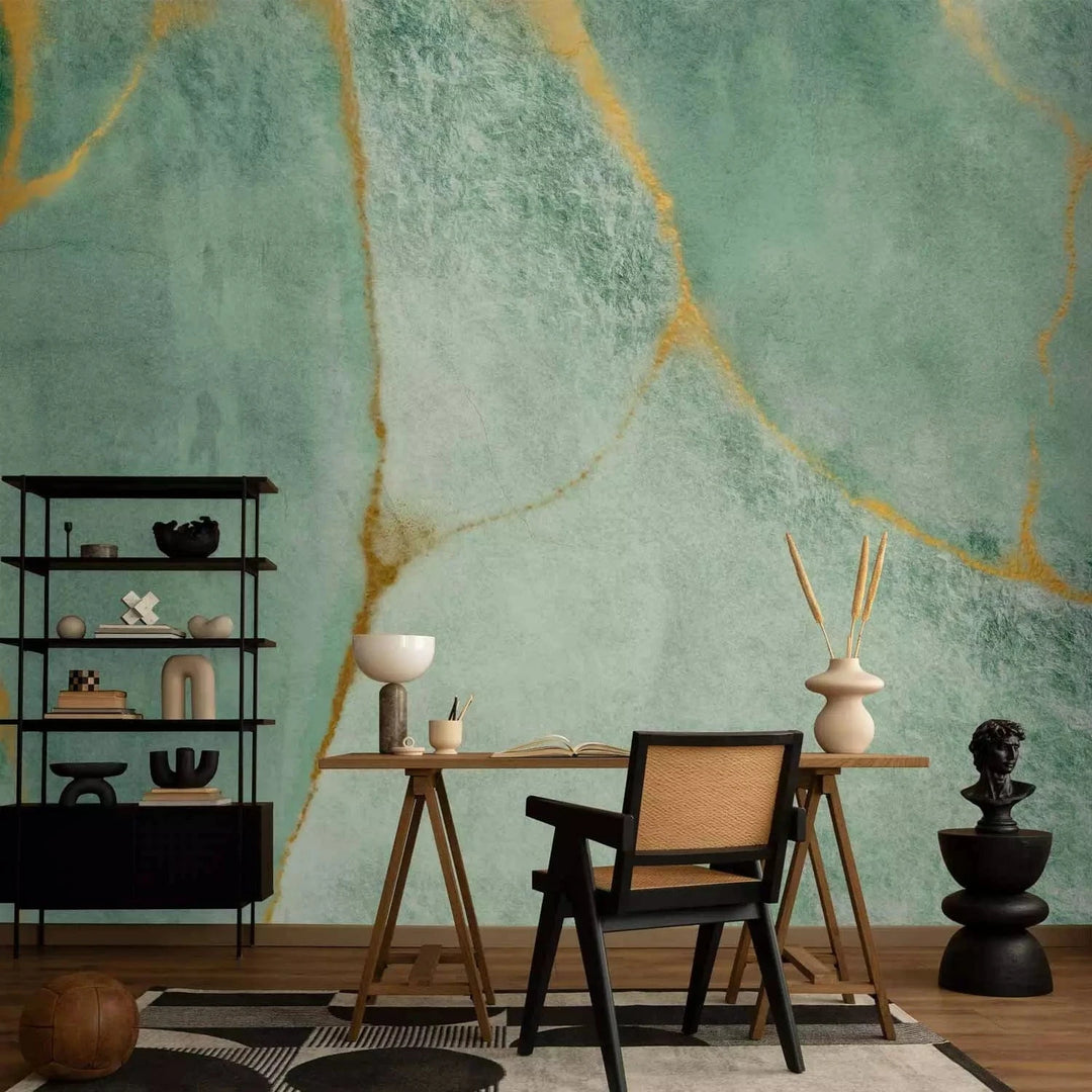 Fototapetes - Izsmalcināts malahīts – fons ar tirkīza abstraktu rakstu G-ART