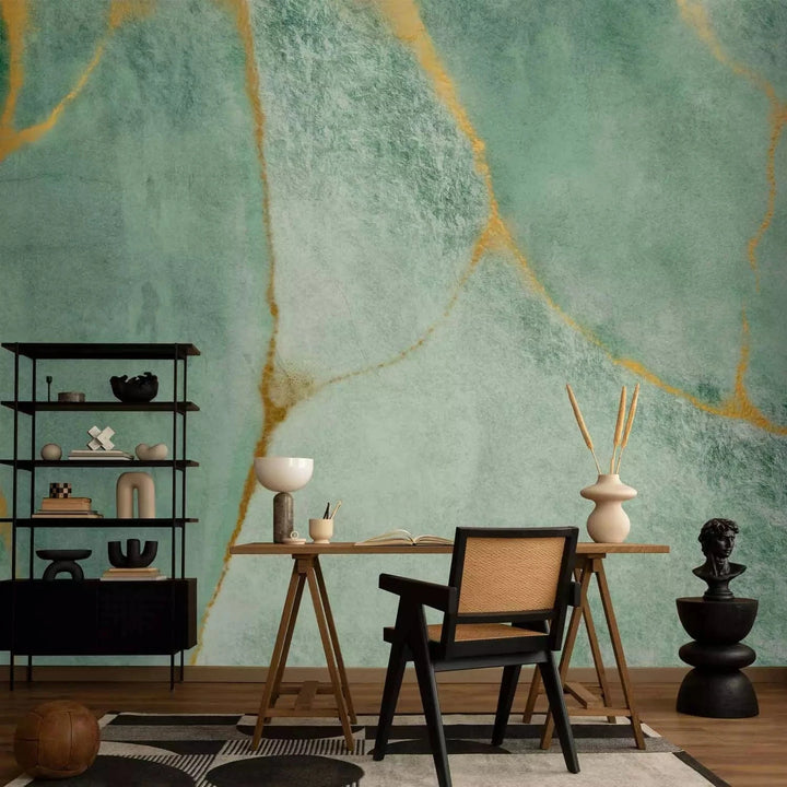 Fototapetes - Izsmalcināts malahīts – fons ar tirkīza abstraktu rakstu G-ART