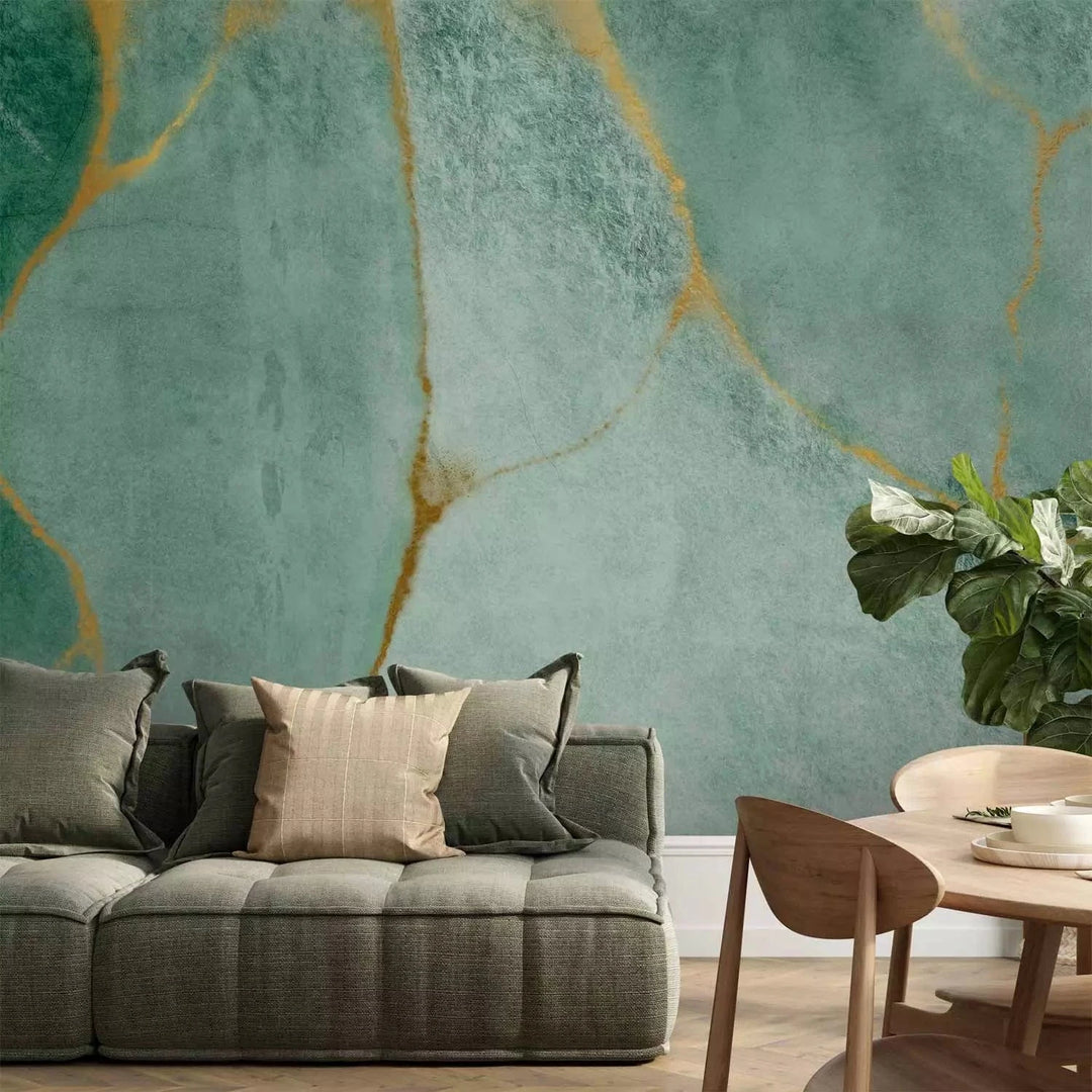 Fototapetes - Izsmalcināts malahīts – fons ar tirkīza abstraktu rakstu G-ART