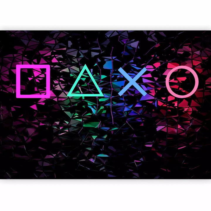 Fototapetes jauniešu istabai - spēles pogu simboli uz melna fona Tapetenshop.lv
