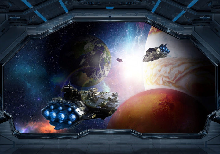 Fototapetes jauniešu istabai - Kosmosa motīvs ar skatu uz planētām G-ART