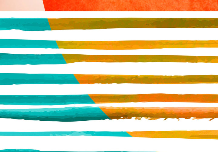 Fototapetes, stilizēta saule - Jūras ainava spilgtās krāsās, 137905 G-ART