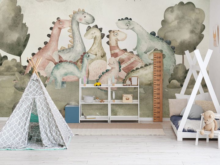 Bērnu fototapetes ar dinozauriem - Juras laikmeta pasaule, 149235 G-ART