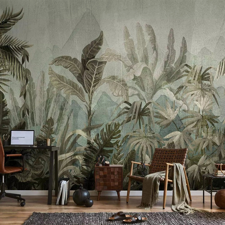 Fototapetes-  Kalnu džungļi - koki un lapas zaļos toņos G-ART