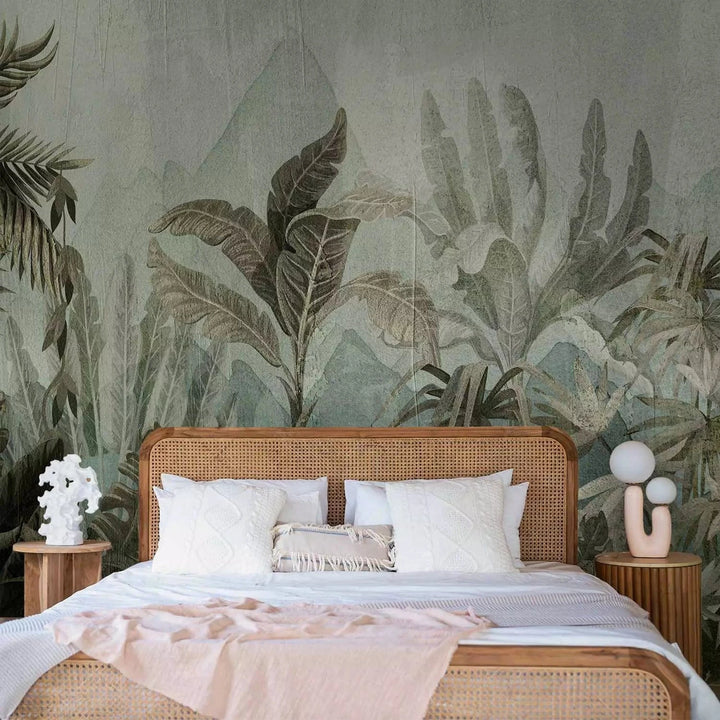 Fototapetes-  Kalnu džungļi - koki un lapas zaļos toņos G-ART