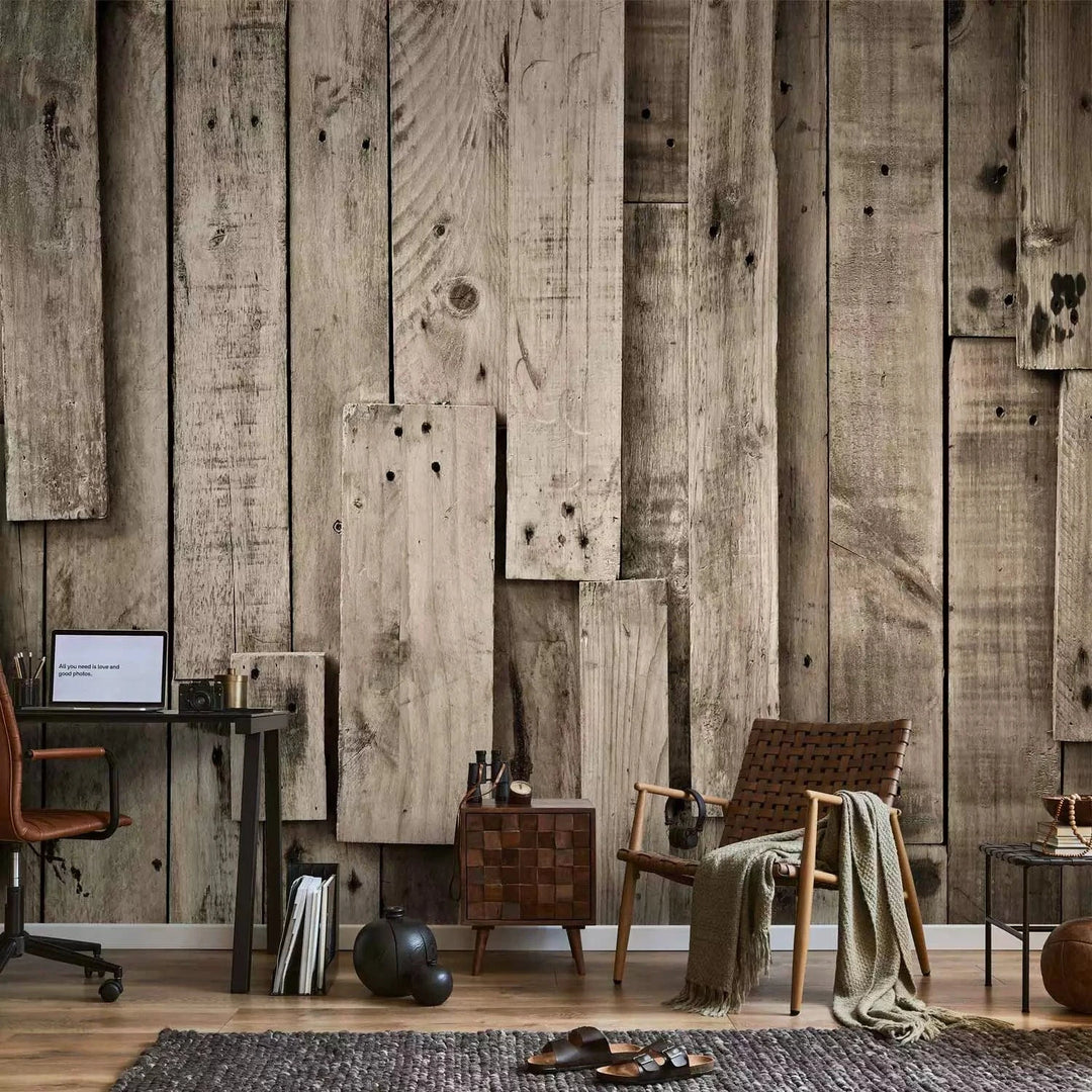 Fototapetes - koka dēļi dabīgos toņos - Koka šarms - bēšos toņos G-ART