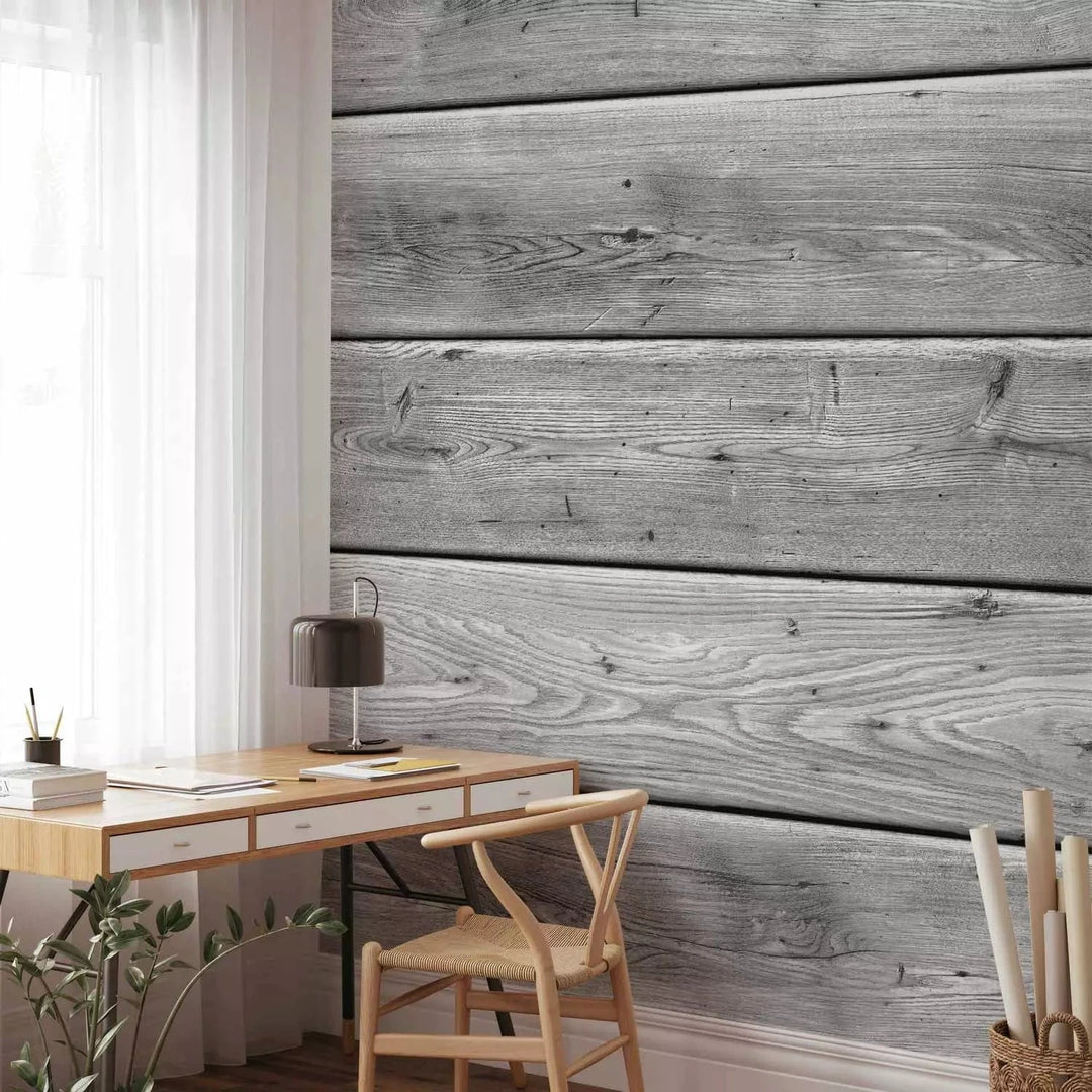 Fototapetes ar koka imitāciju pelēkā krāsā - uz pasūtījumu G-ART