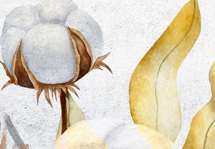 Fototapetes guļamistabai - Kokvilnas ziedi uz gaiša fona, 143843 G-ART