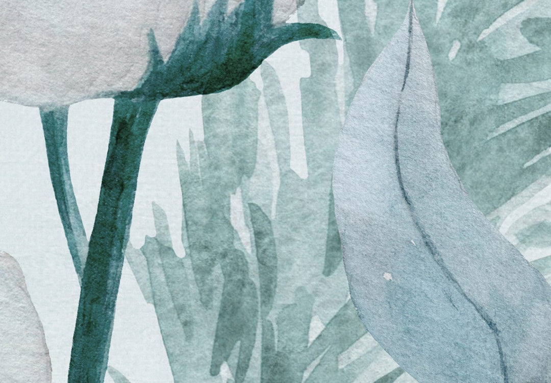 Fototapetes guļamistabai - Kokvilnas ziedi zilos toņos, 143844 G-ART