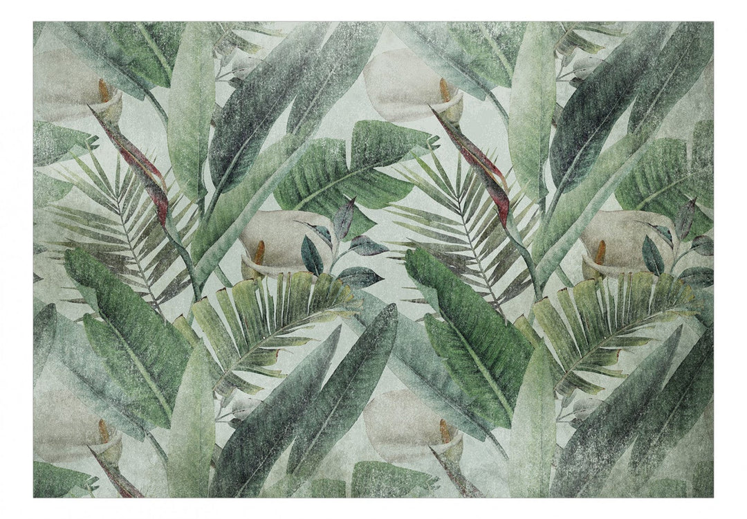 Fototapetes - Kompozīcija ar džungļu lapām un ziediem - 142310 G-ART