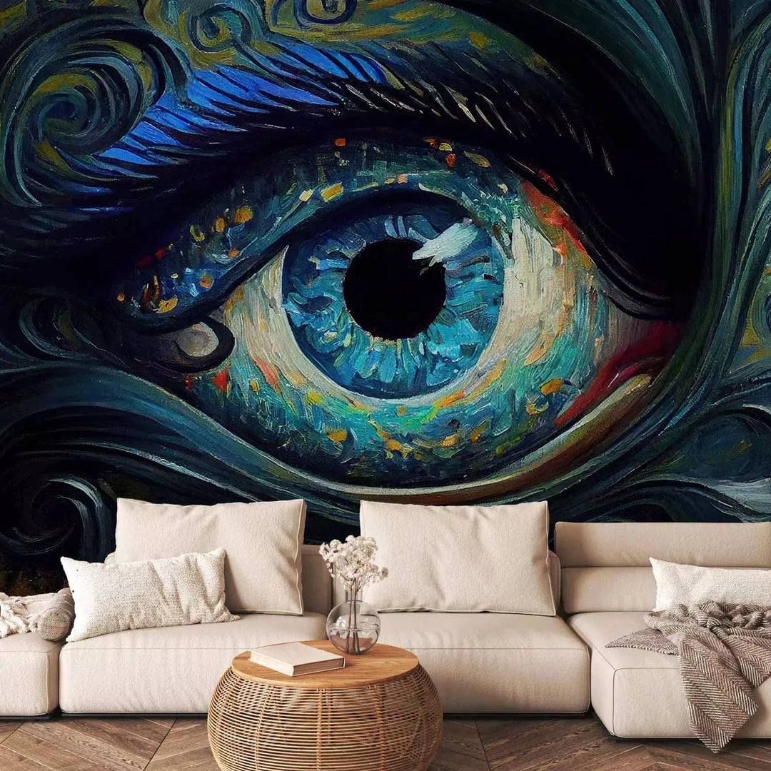 Fototapetes - Kompozīcija Van Goga Zvaigžņotā nakts stilā - zilā G-ART