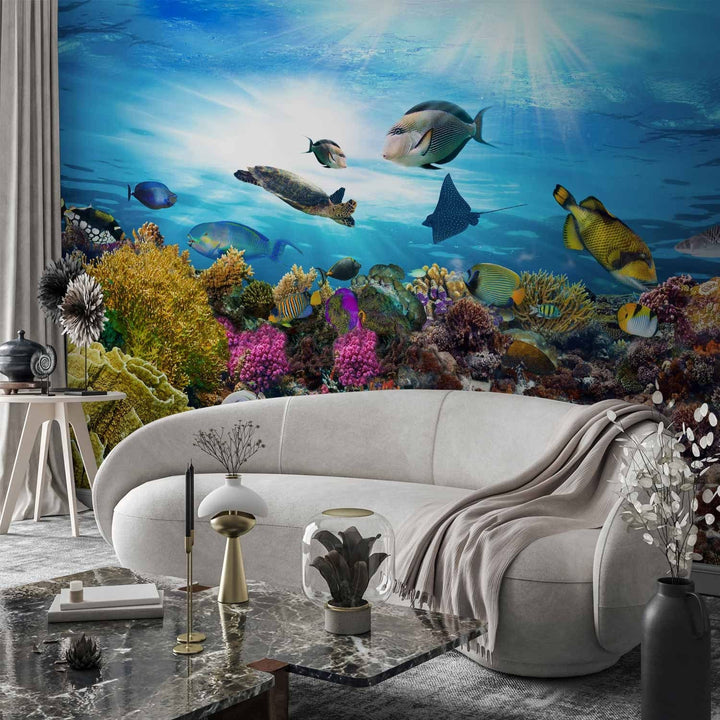 Fototapetes ar zemūdens dzīvi un zivtiņām - Koraļļu rifs, 61728  G-ART