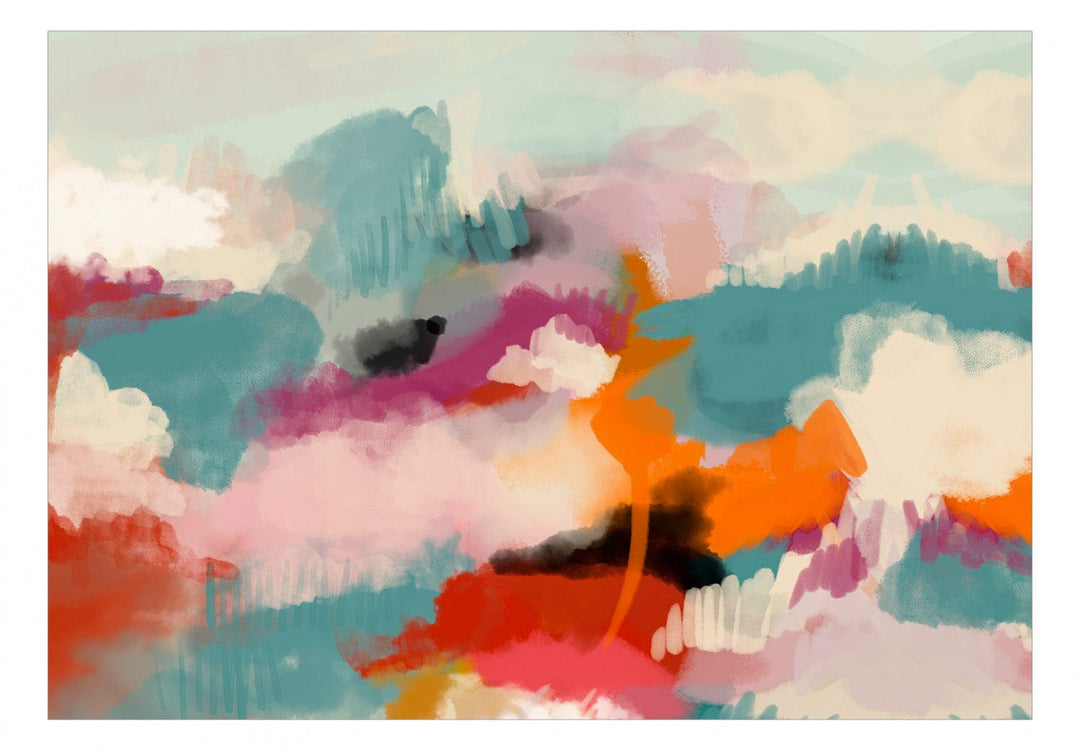 Fototapetes - Krāsaini plankumi mākoņu formā uz zila fona - 138339 G-ART