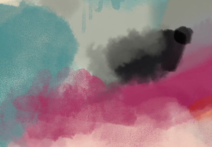 Fototapetes - Krāsaini plankumi mākoņu formā uz zila fona - 138339 G-ART