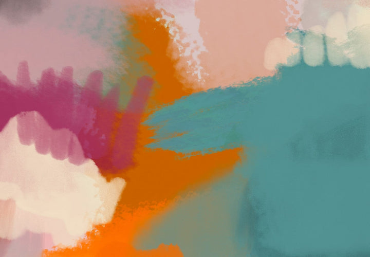 Fototapetes - Krāsaini plankumi mākoņu formā uz zila fona - 138339 G-ART