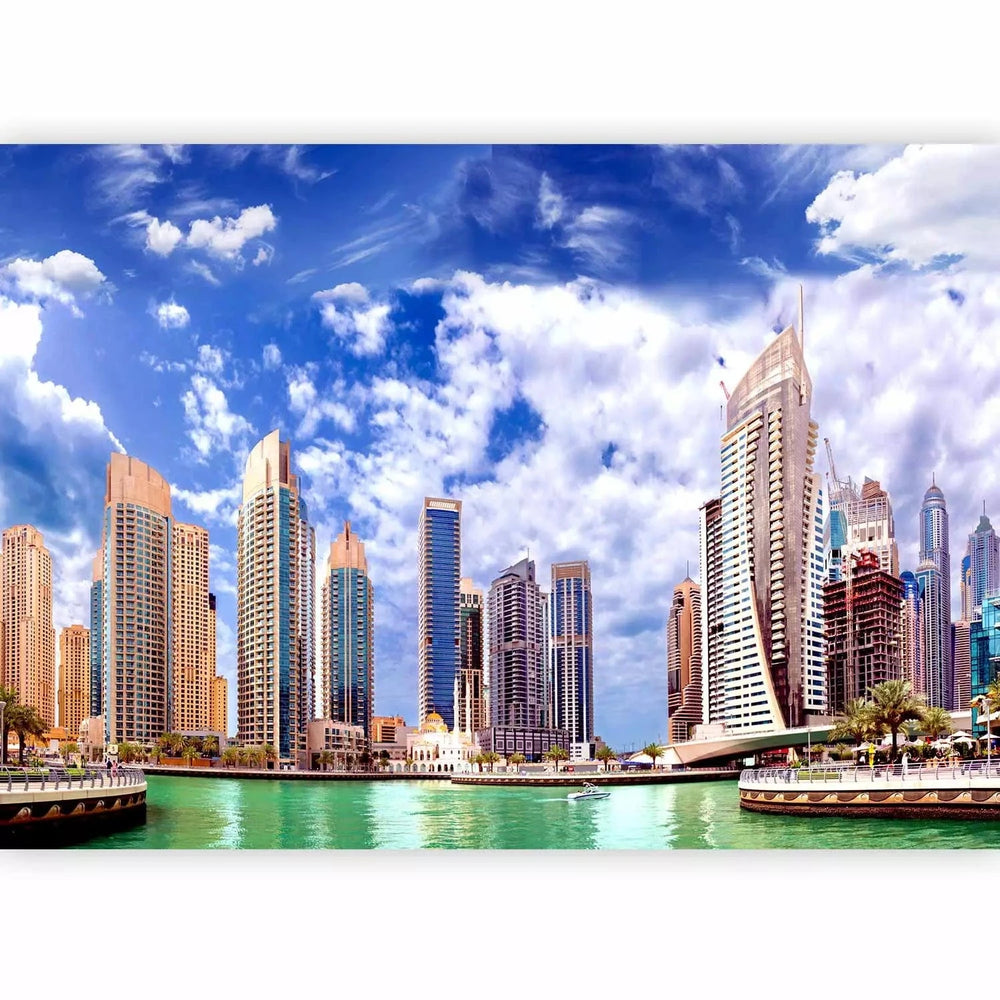 Fototapetes ar Dubaiju - moderni debesskrāpji un zila debess fona G-ART