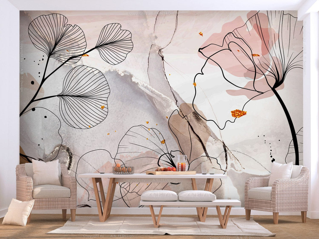 Fototapetes - Lineāra kompozīcija uz pieklusināta abstrakta fona - 151906 G-ART