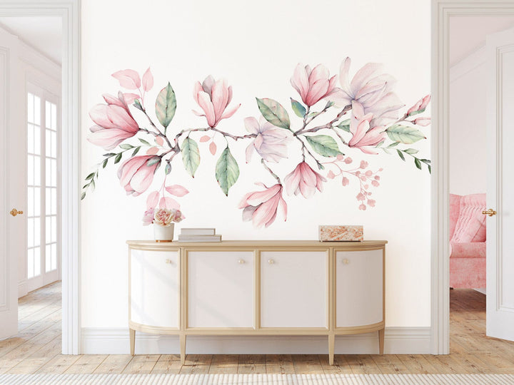 Fototapetes viesistabai - Magnolijas ziedēšana, rozā toņos, 143171 G-ART