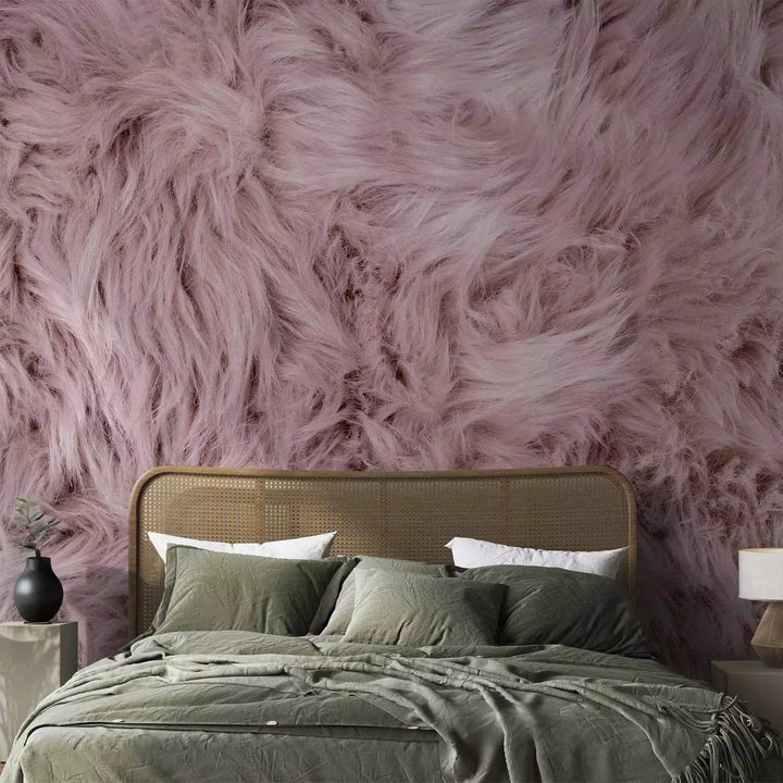 Pūkains mākslīgais tekstils rozā krāsā #F2D8D9 G-ART