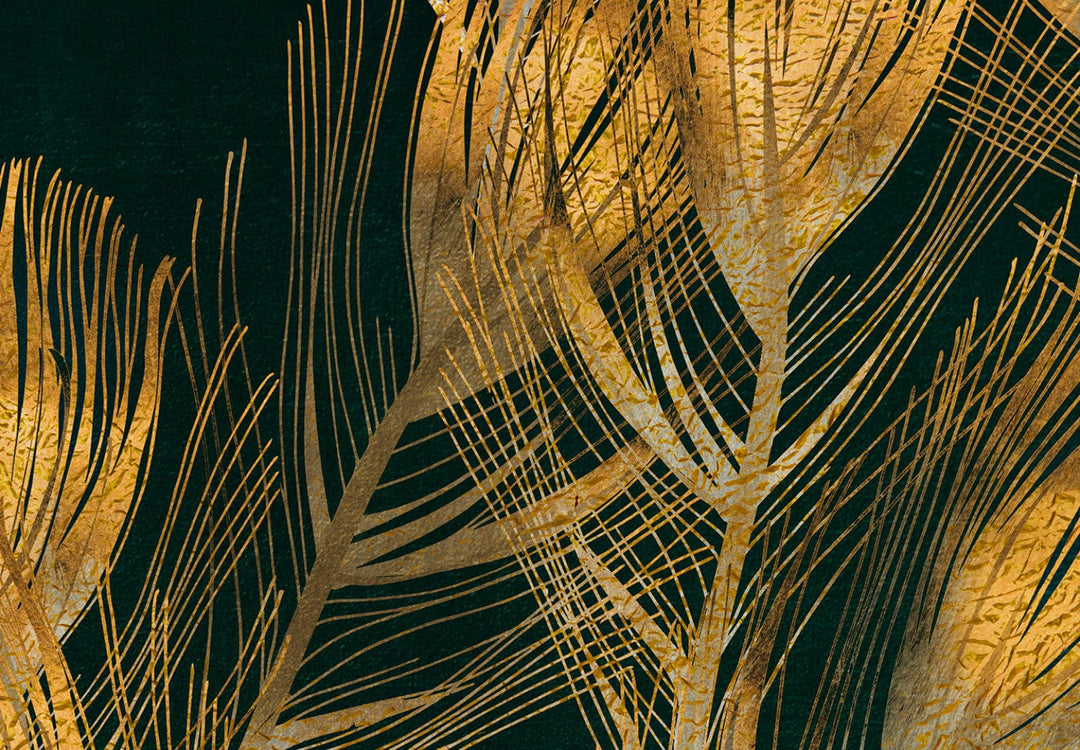 Fototapetes melnā un zeltā krāsā - Pāvu spalvas - 142523 G-ART