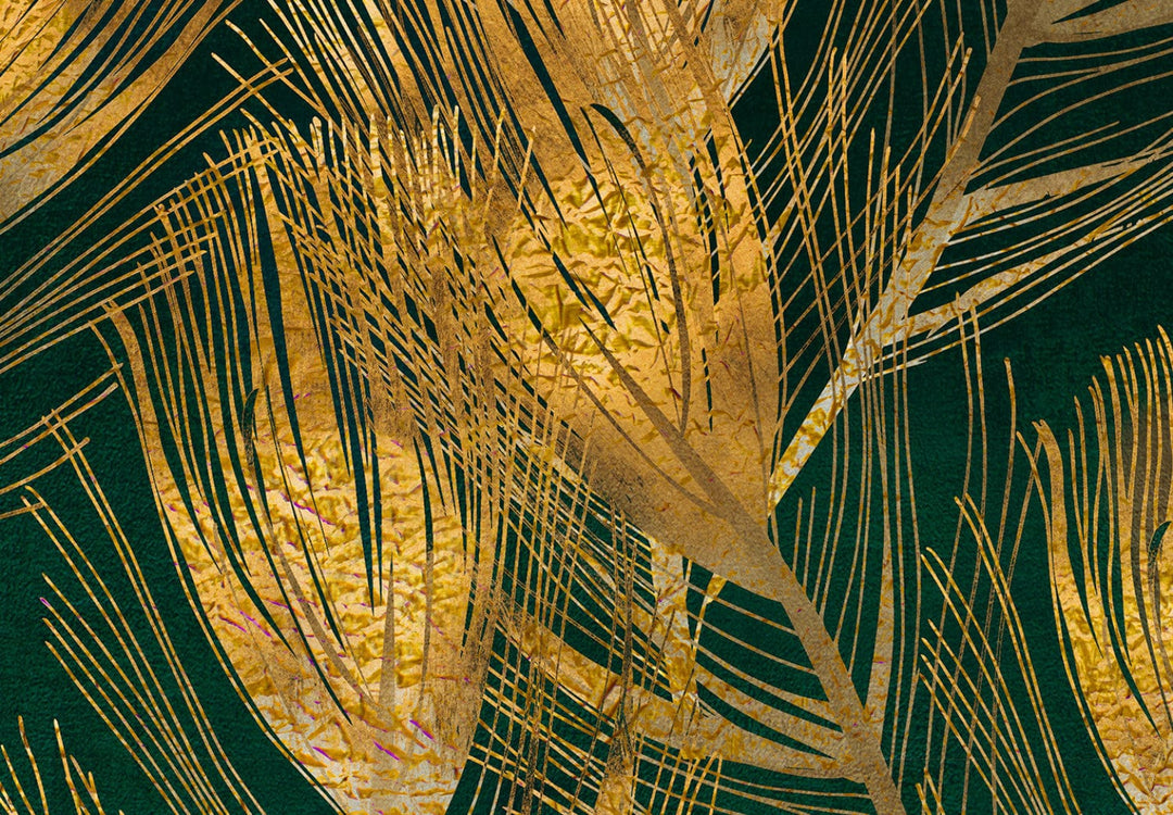 Fototapetes melnā un zeltā krāsā - Pāvu spalvas - 142523 G-ART