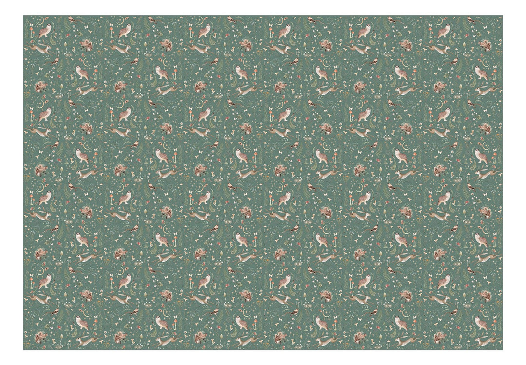 Fototapetes - Meža daba vintāžas stilā, zaļā krāsā - 149226 G-ART