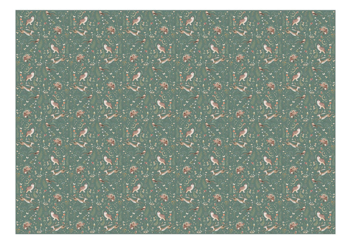 Fototapetes - Meža daba vintāžas stilā, zaļā krāsā - 149226 G-ART