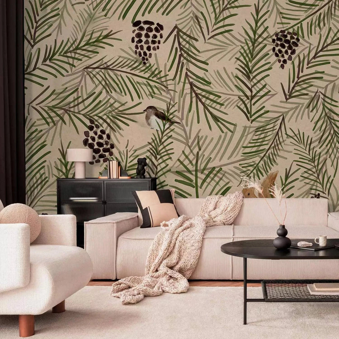 Fototapetes - Meža motīvs – ainava ar meža dzīvniekiem un kokiem G-ART