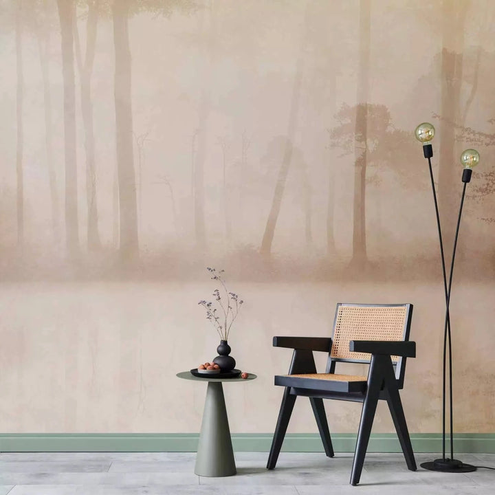 Fototapetes ar miglainu mežu krēmkrāsā - pasūtīt pēc saviem izmēriem G-ART