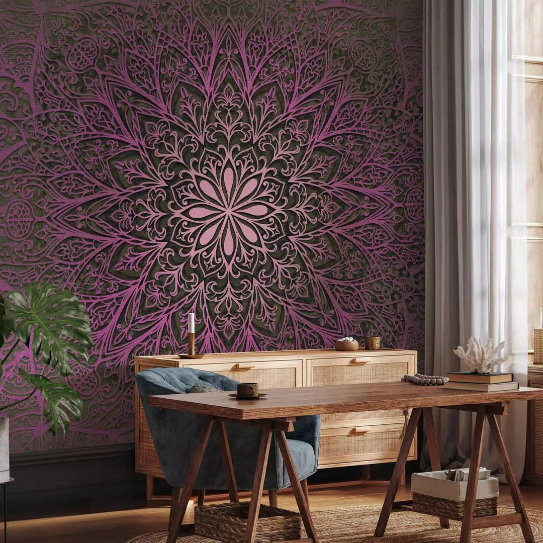 Fototapetes - Mīlestības mandala, violetos toņos - austrumu stils G-ART