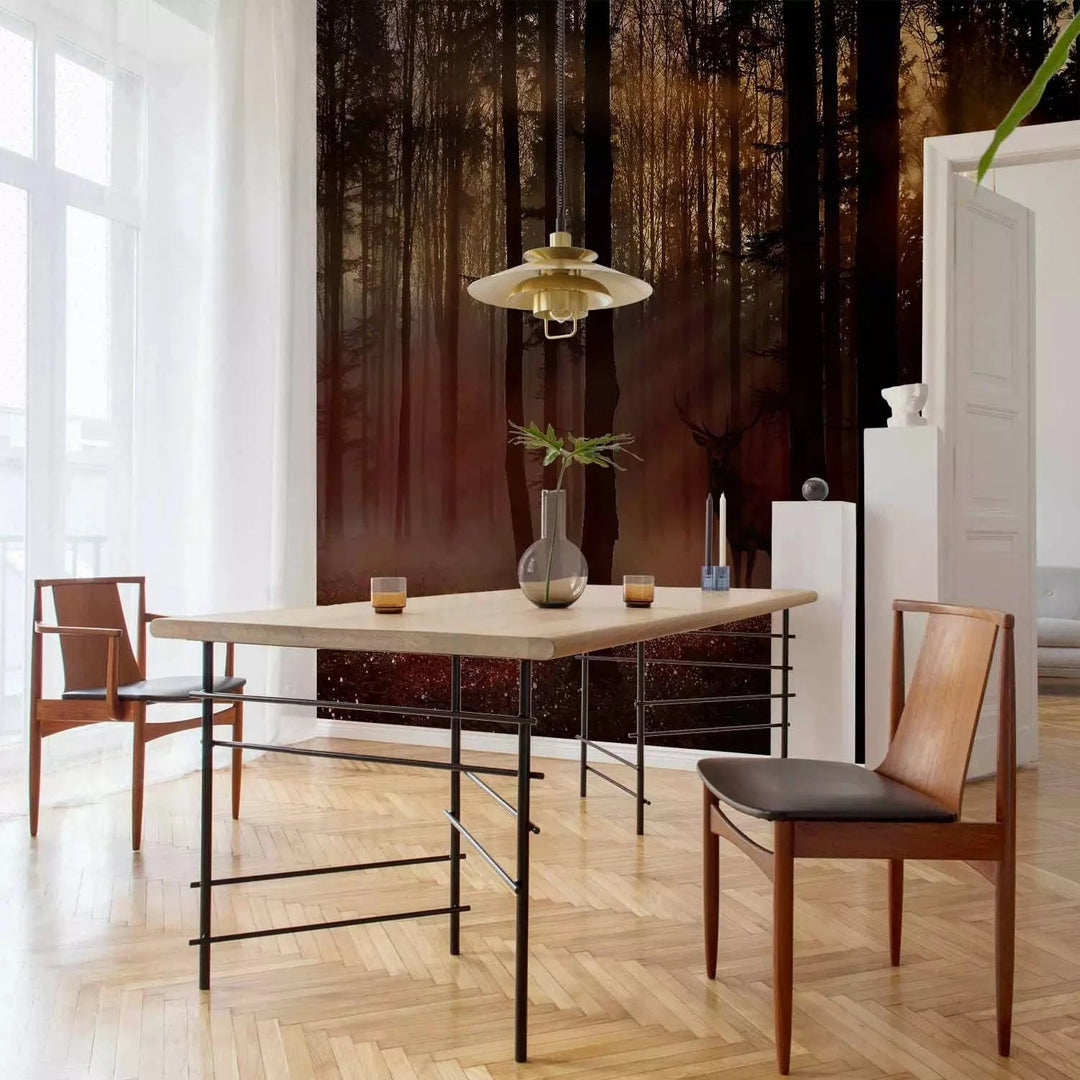 Fototapetes - Mistisks mežs un briedis brūnos toņos - 128765 G-ART