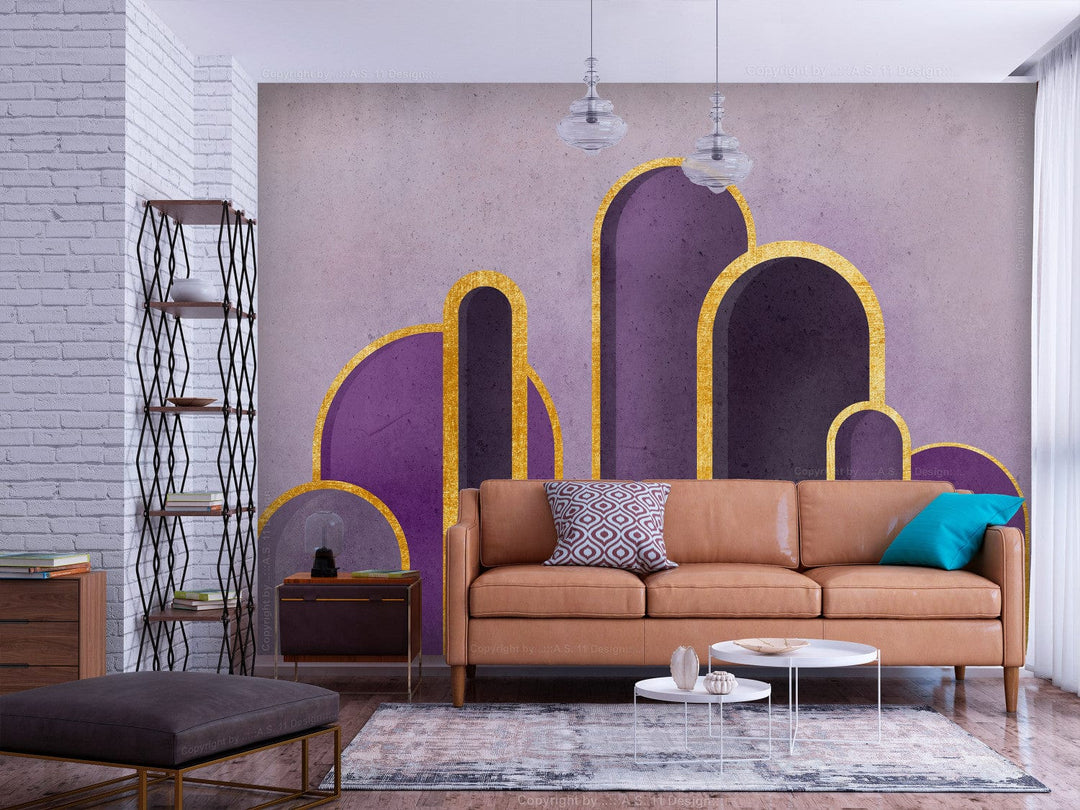 Fototapetes Artdeco grafika violetos toņos ar abstraktu motīvu, 138286 G-ART