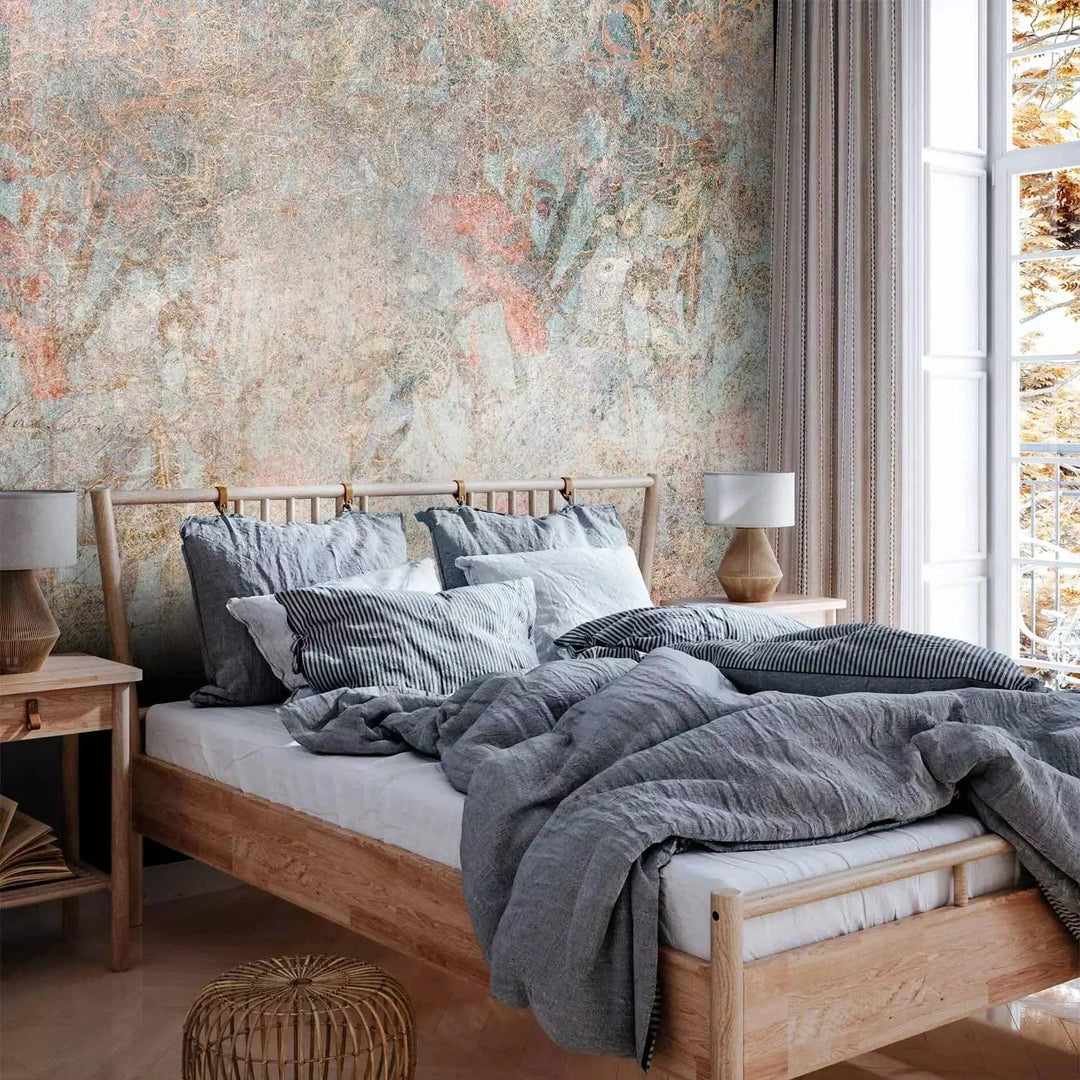 Fototapetes - Mozaika - ornamenti uz zila fona ar betona tekstūru G-ART