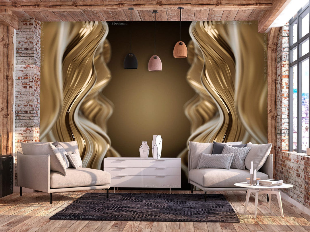 Fototapetes - Mūsdienīga abstrakcija ar spīdīgiem viļņiem - 137471 G-ART