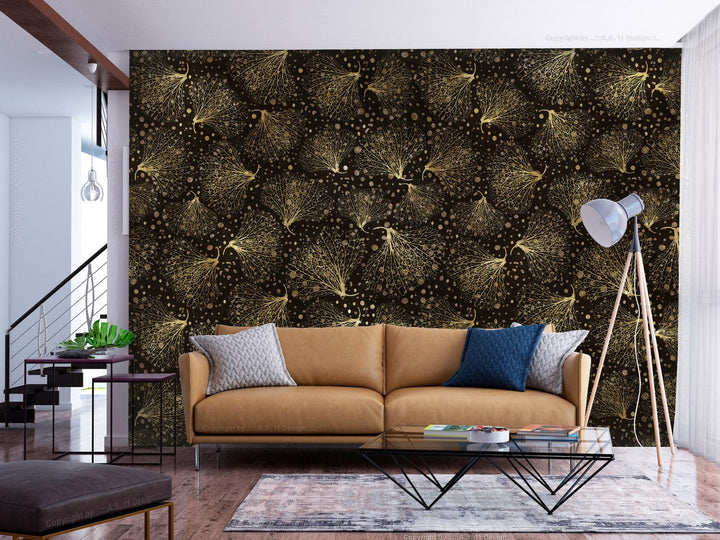 Fototapetes melnā un zeltā - no dabas iedvesmots dizains, 138590 G-ART