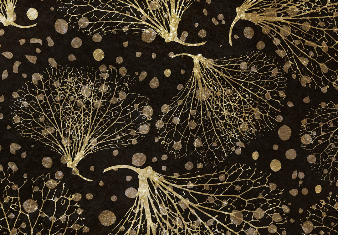 Fototapetes melnā un zeltā - no dabas iedvesmots dizains, 138590 G-ART