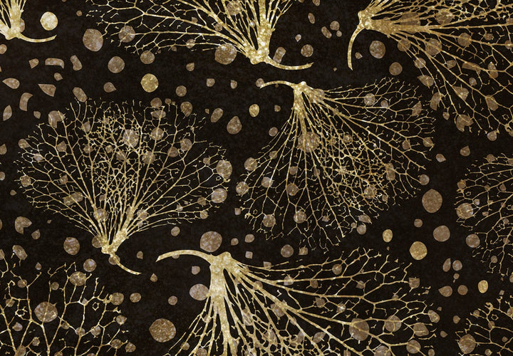 Fototapetes melnā un zeltā - no dabas iedvesmots dizains, 138590 G-ART