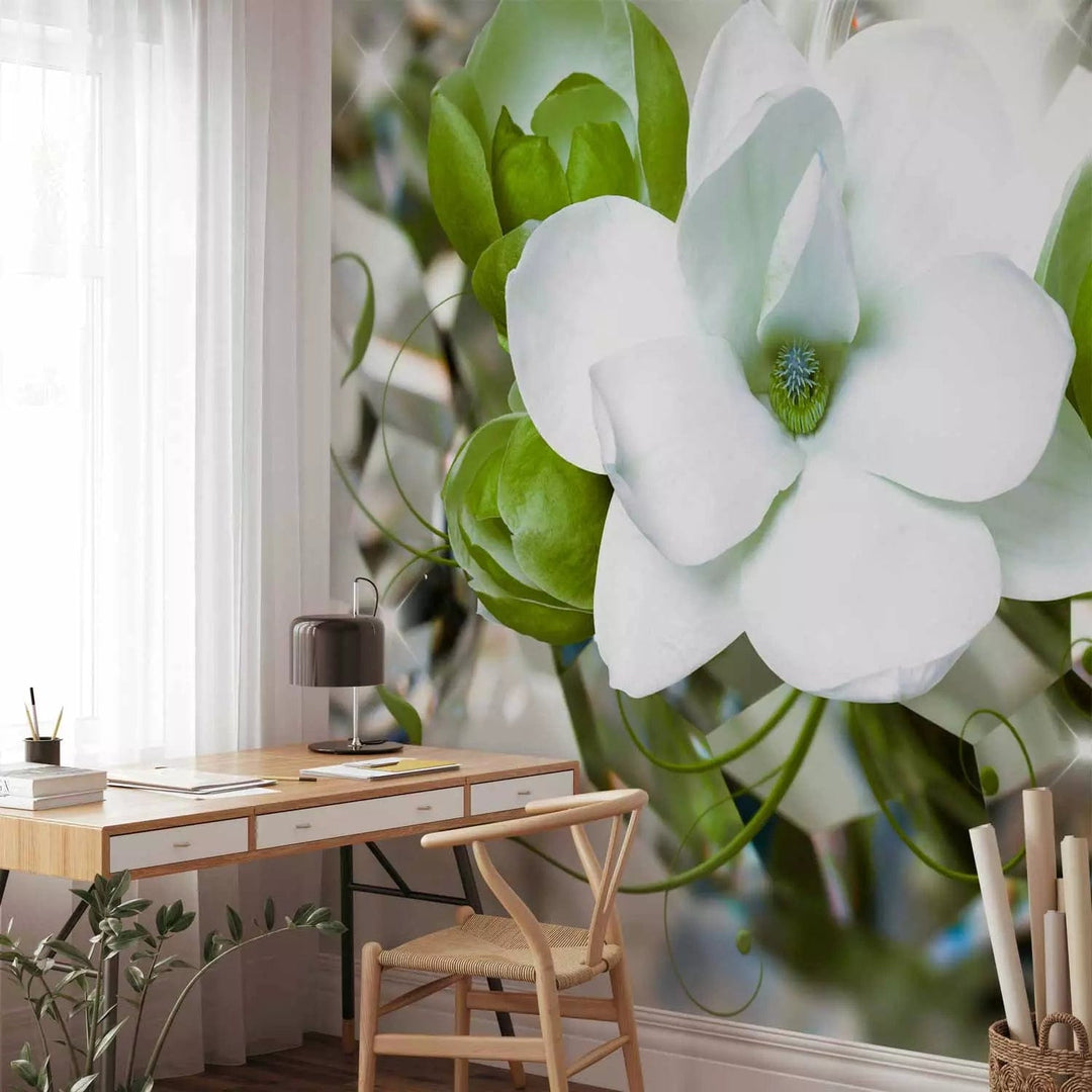 Fototapetes - skaists magnolijas pušķis zaļos toņos, 89803  G-ART