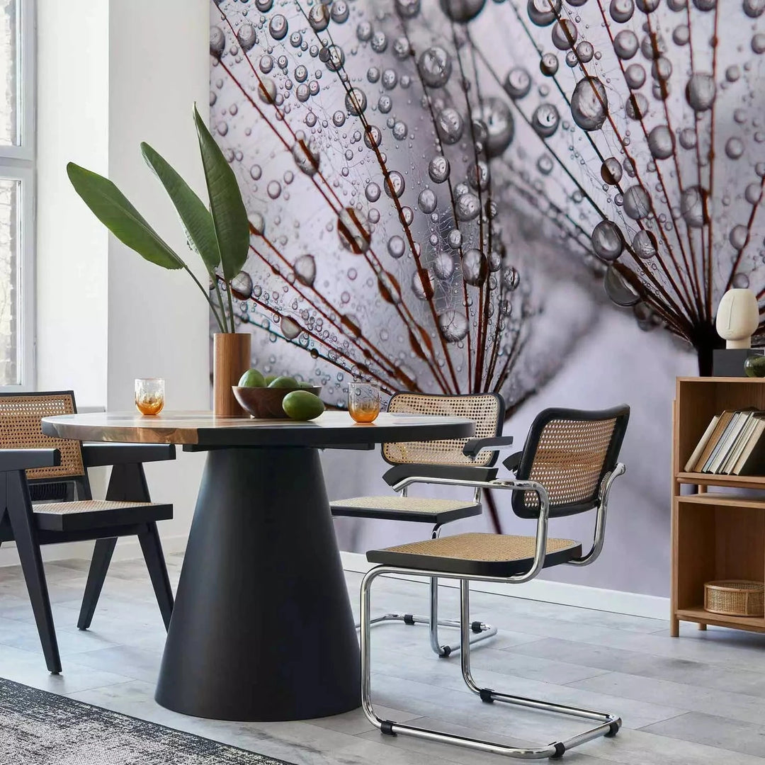 Fototapetes - Pienene un rīta rasa - tuvplāns ar ūdens pilieniem G-ART