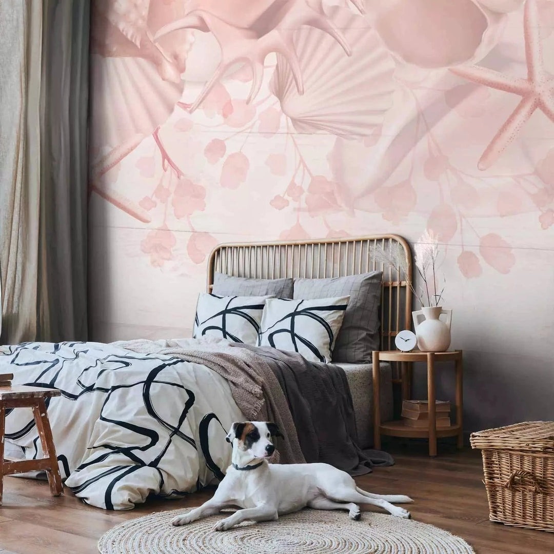 Fototapetes rozā toņos ar jūras un pludmales motīvu, guļamistabai G-ART